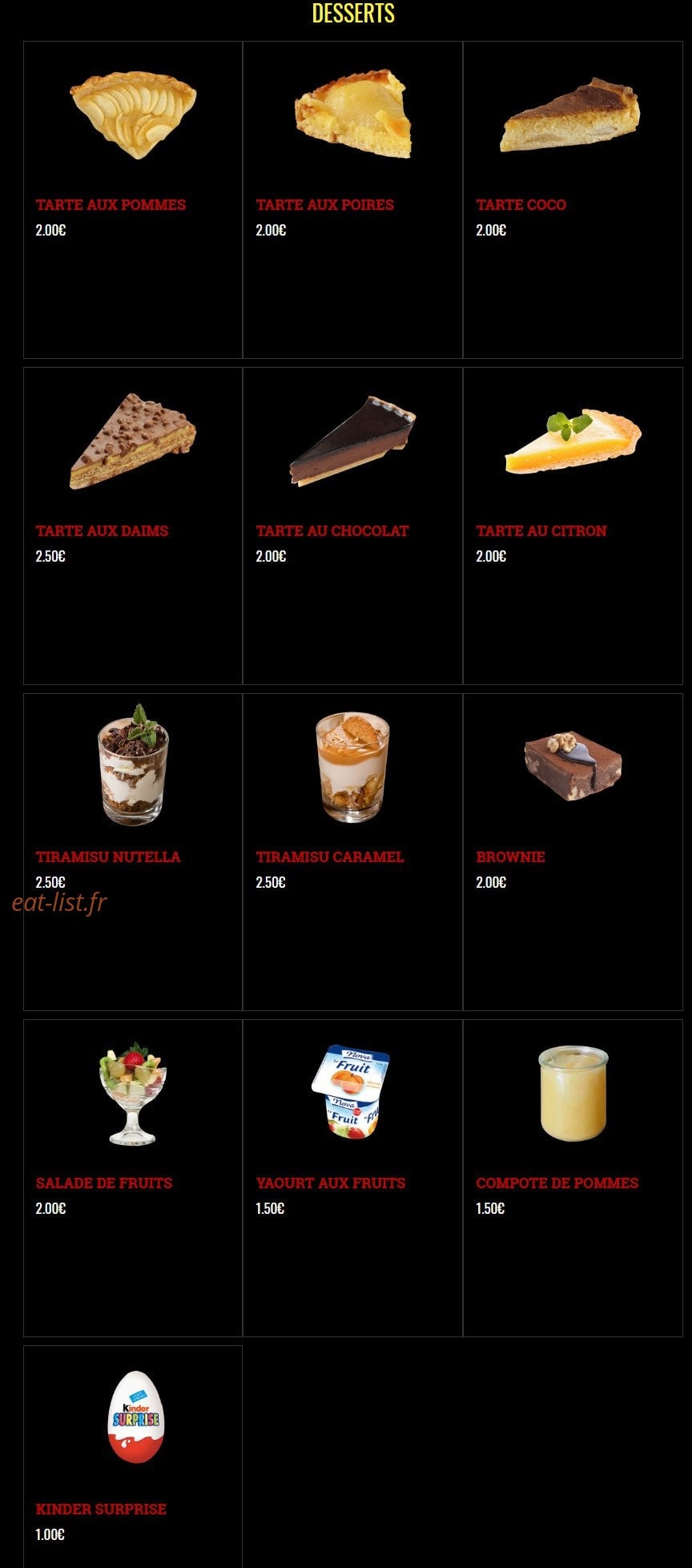 French Pizza — carte page 25