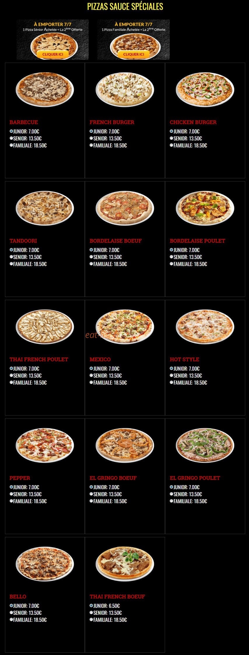 French Pizza — carte page 8