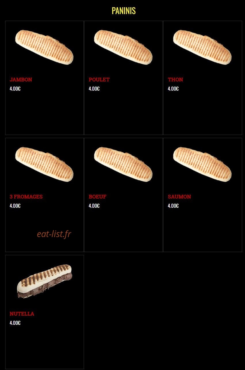 French Pizza — carte page 14