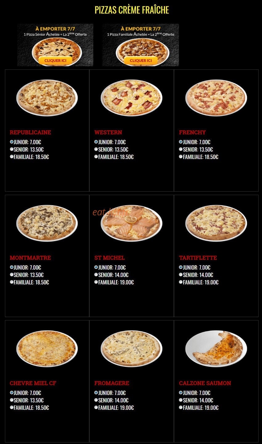 French Pizza — carte page 7