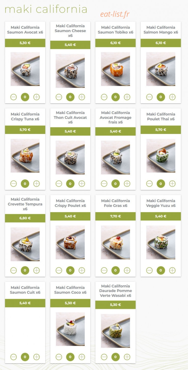 Eat sushi — carte page 9
