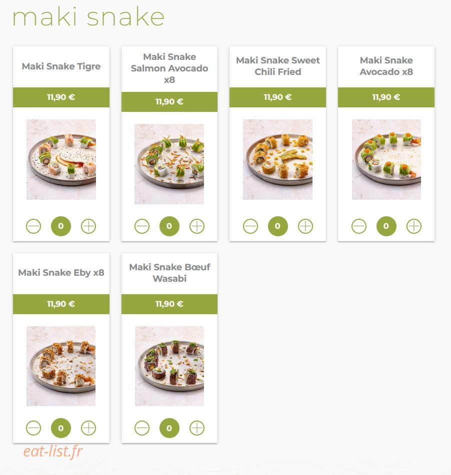 Eat sushi — carte page 14