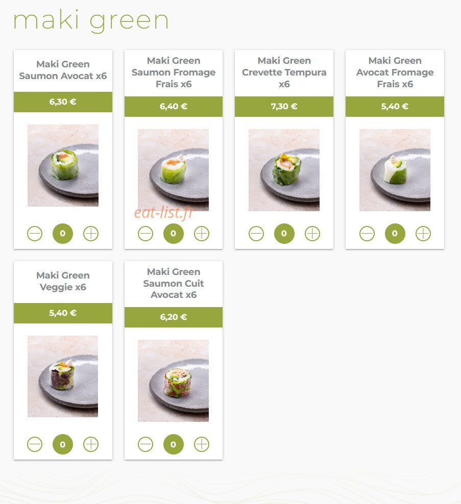 Eat sushi — carte page 10