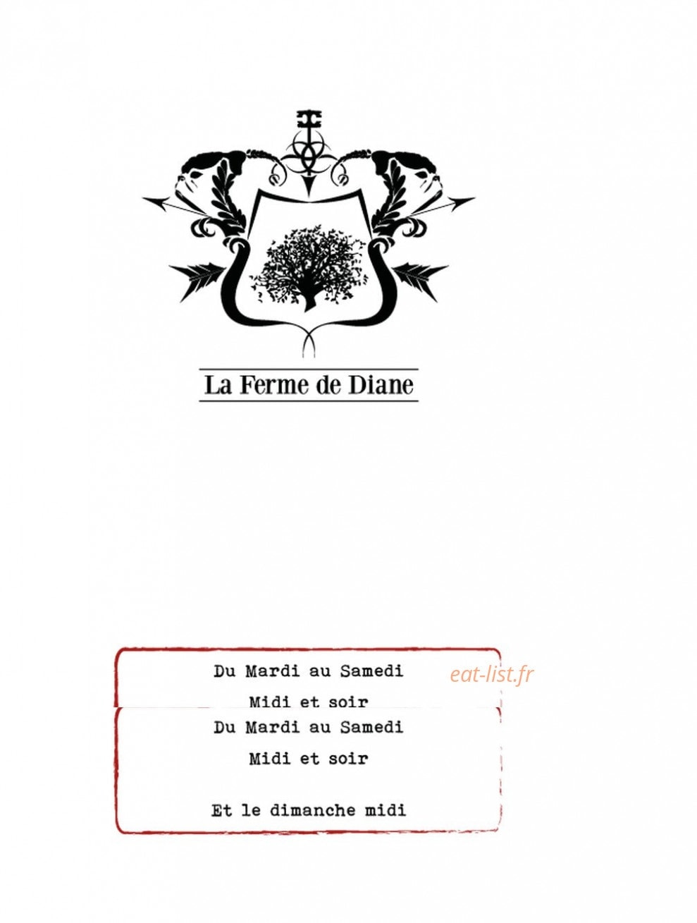 La Ferme De Diane — carte page 1