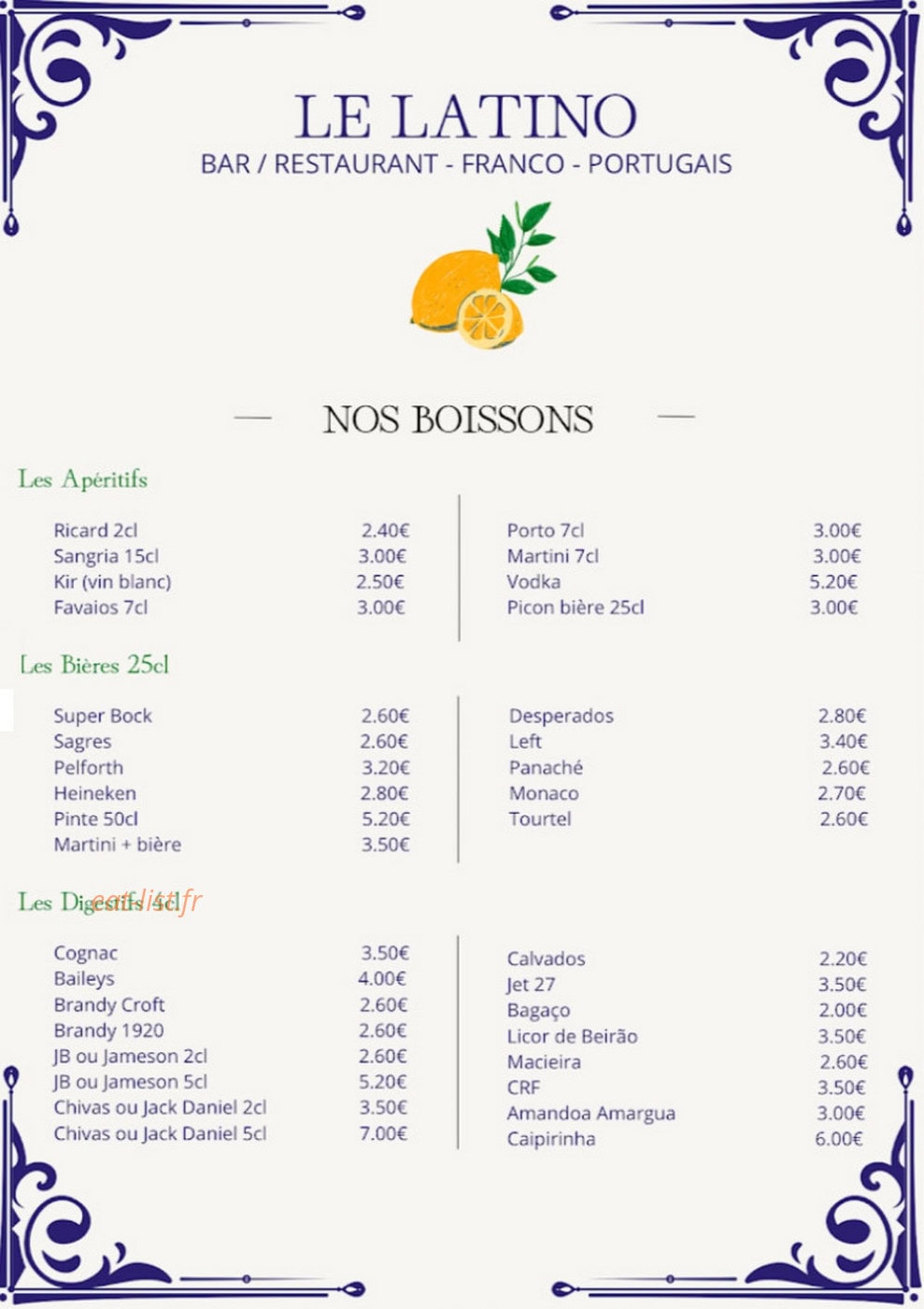 Le Latino — carte page 3