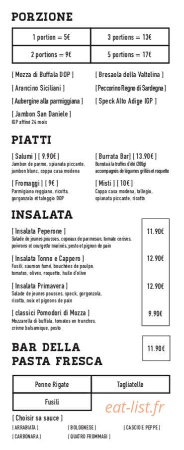 Trattoria Locale — carte page 1