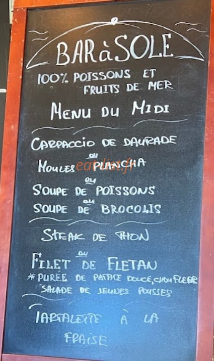 Carte et menu de BARàSOLE à Jouy en Josas — Exemple de menu