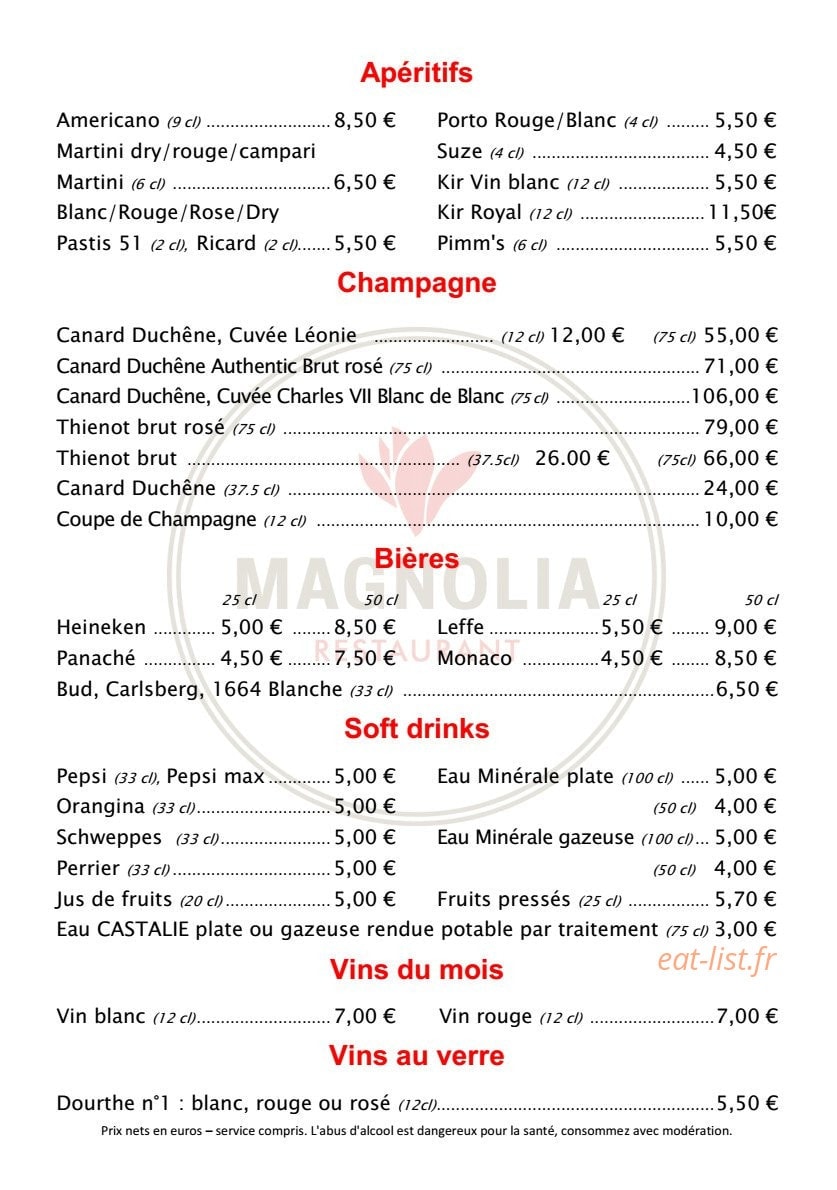Le Magnolia — carte page 7