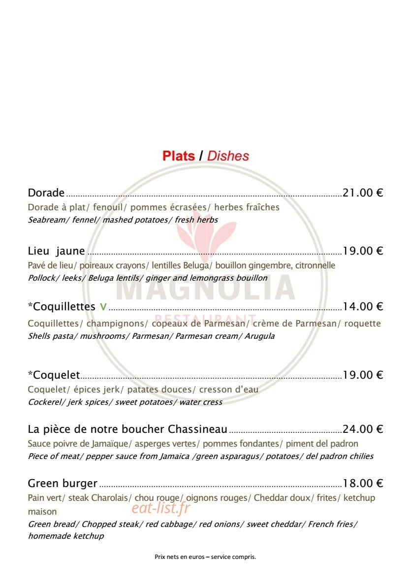 Le Magnolia — carte page 2