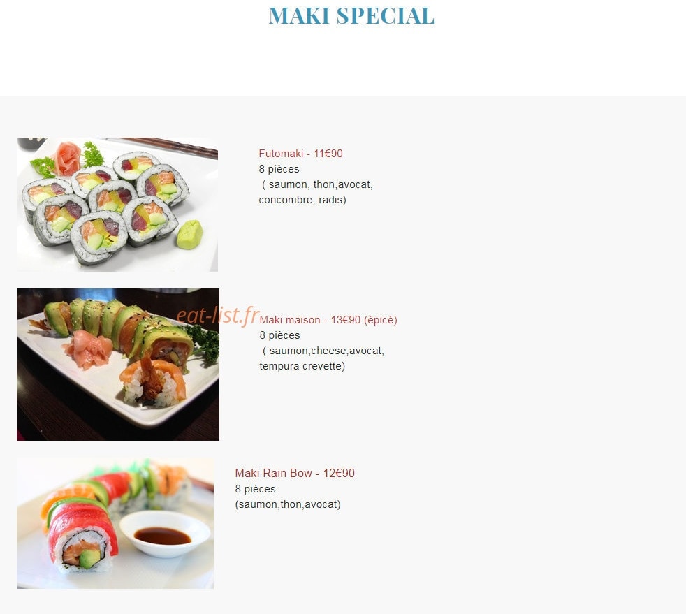 Carte et menu de Sushi jouy à Jouy en Josas — Le maki spécial