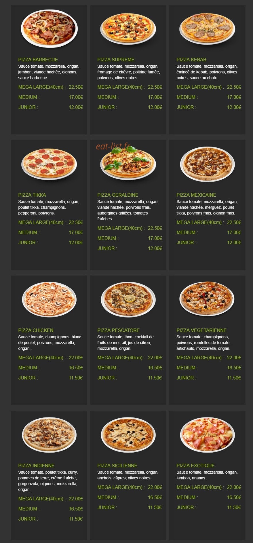 AlloPizza — carte page 3