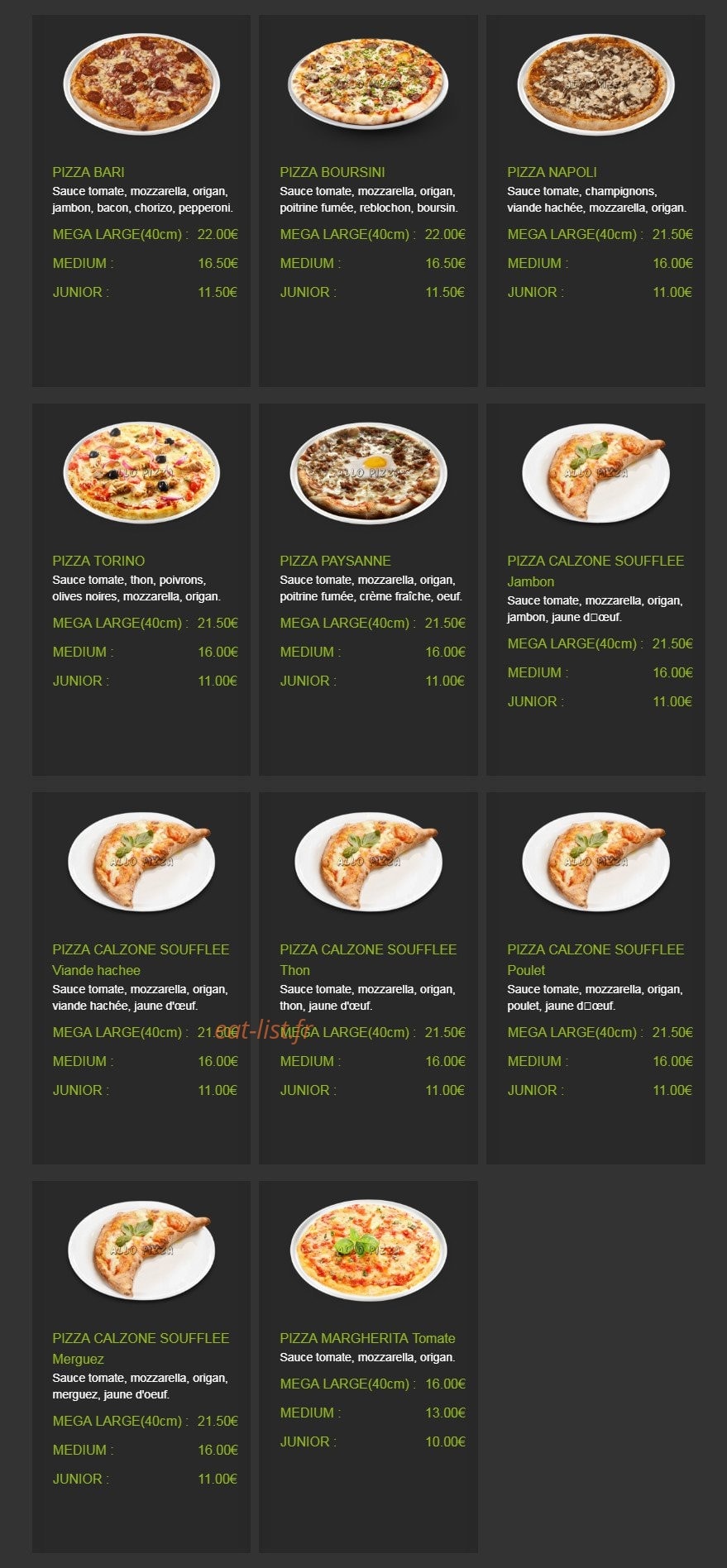 AlloPizza — carte page 4