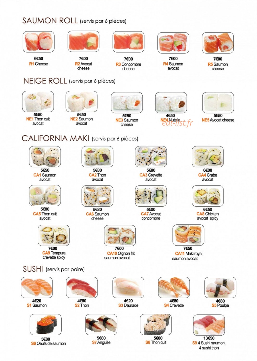 Mont Sushi — carte page 2