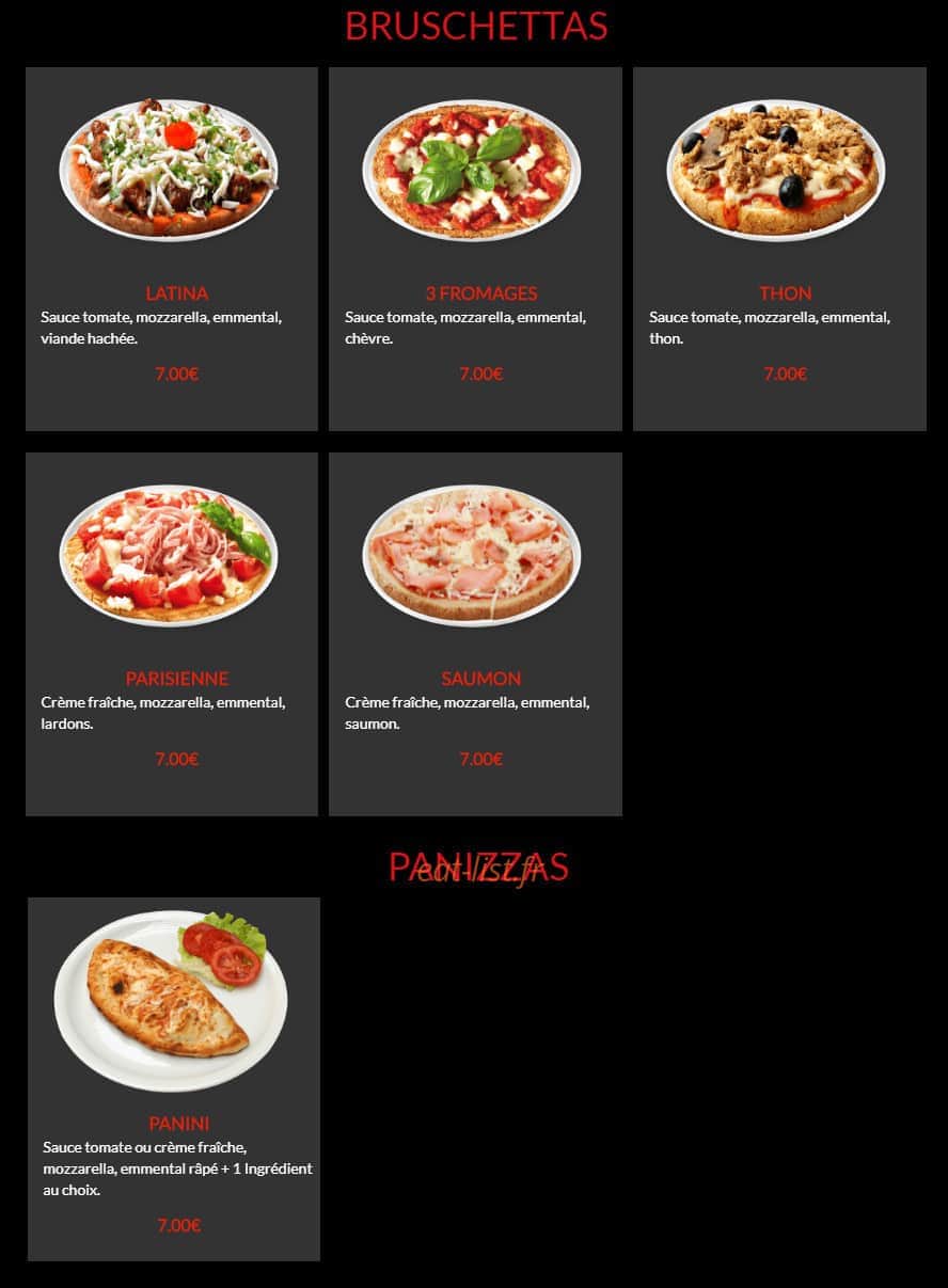 Pizza à L'ancienne — carte page 6