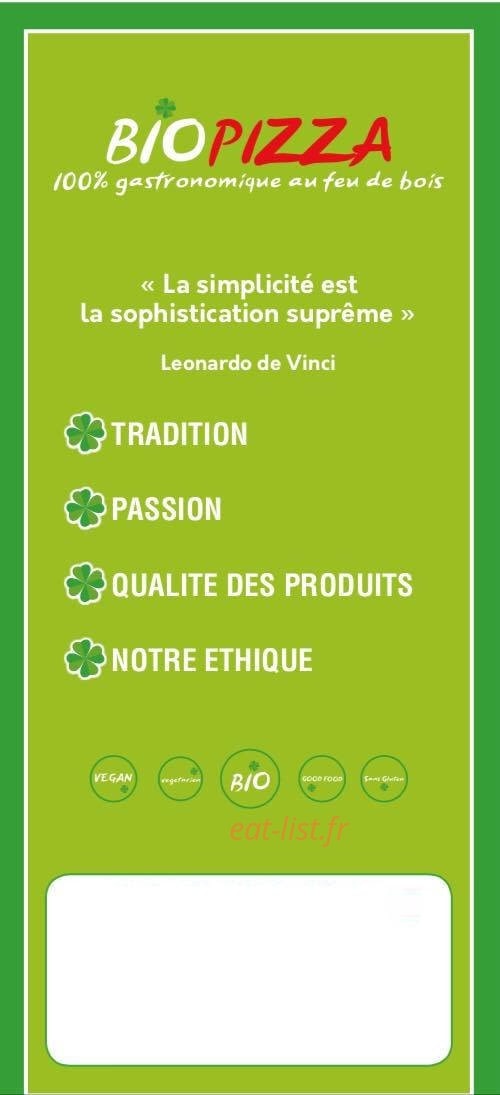 Biopizza — carte page 1