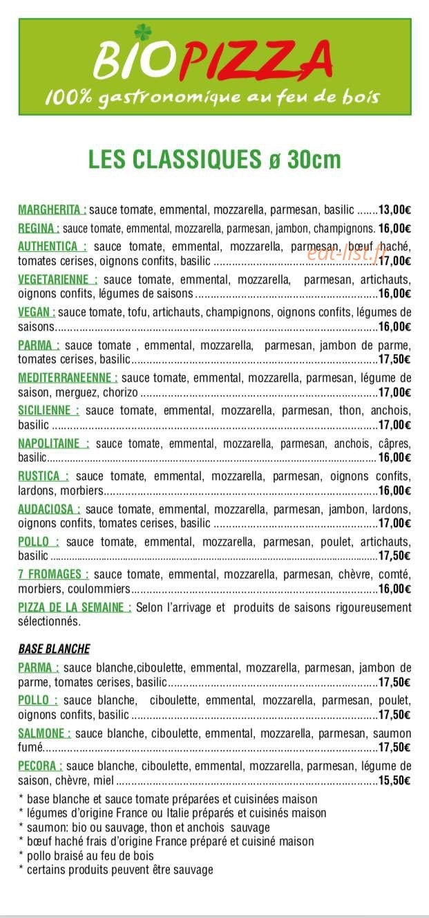 Biopizza — carte page 2