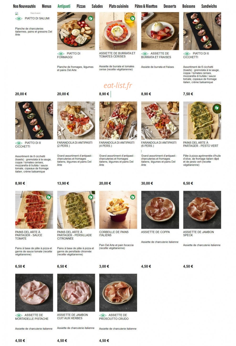 Del Arte — carte page 2