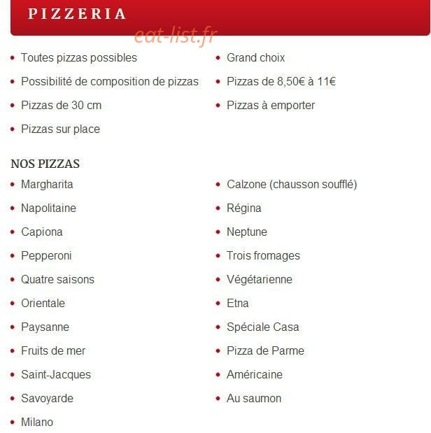 La trattoria — carte page 1