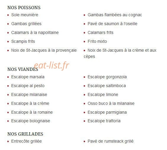 La trattoria — carte page 5