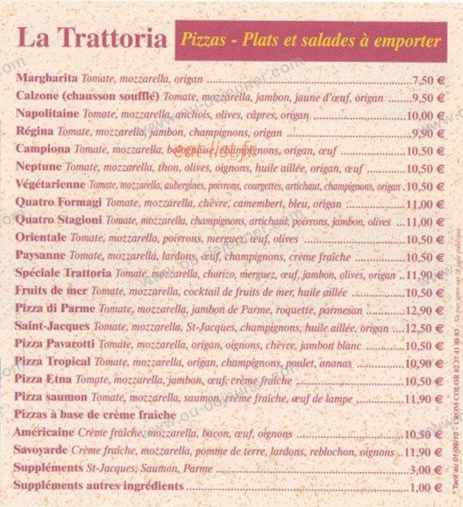 La trattoria — carte page 7