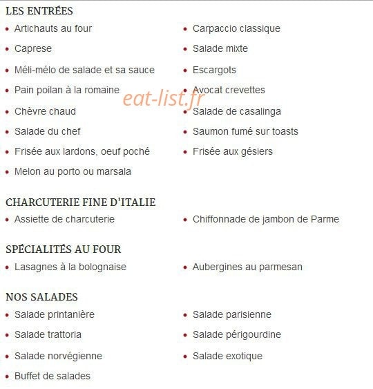 La trattoria — carte page 4