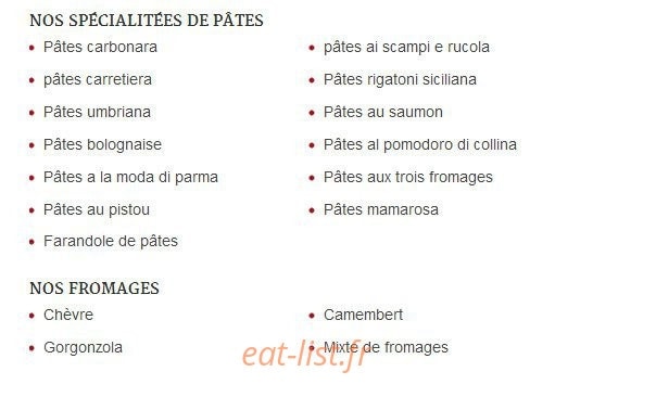 La trattoria — carte page 6