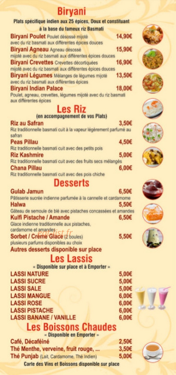 Restaurant Indian Palace — carte page 2