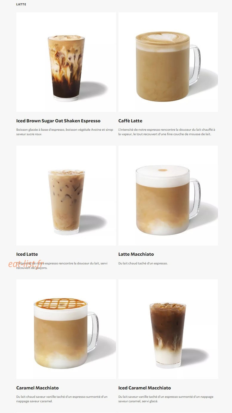 Starbucks Coffee — carte page 1