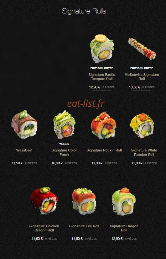 Sushi Shop — carte page 19