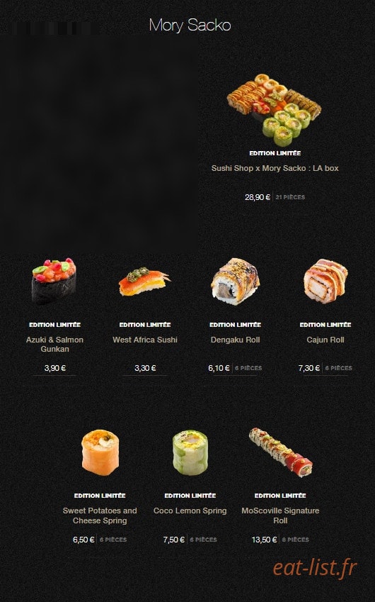 Sushi Shop — carte page 3