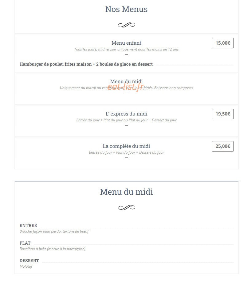 Tasca de Lisboa Plaisir — carte page 1