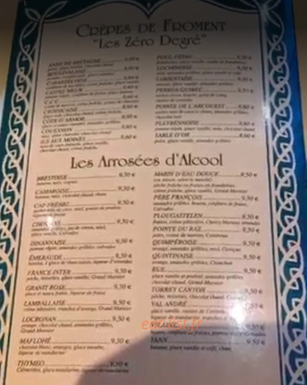 A La Coiffe Bretonne — carte page 1