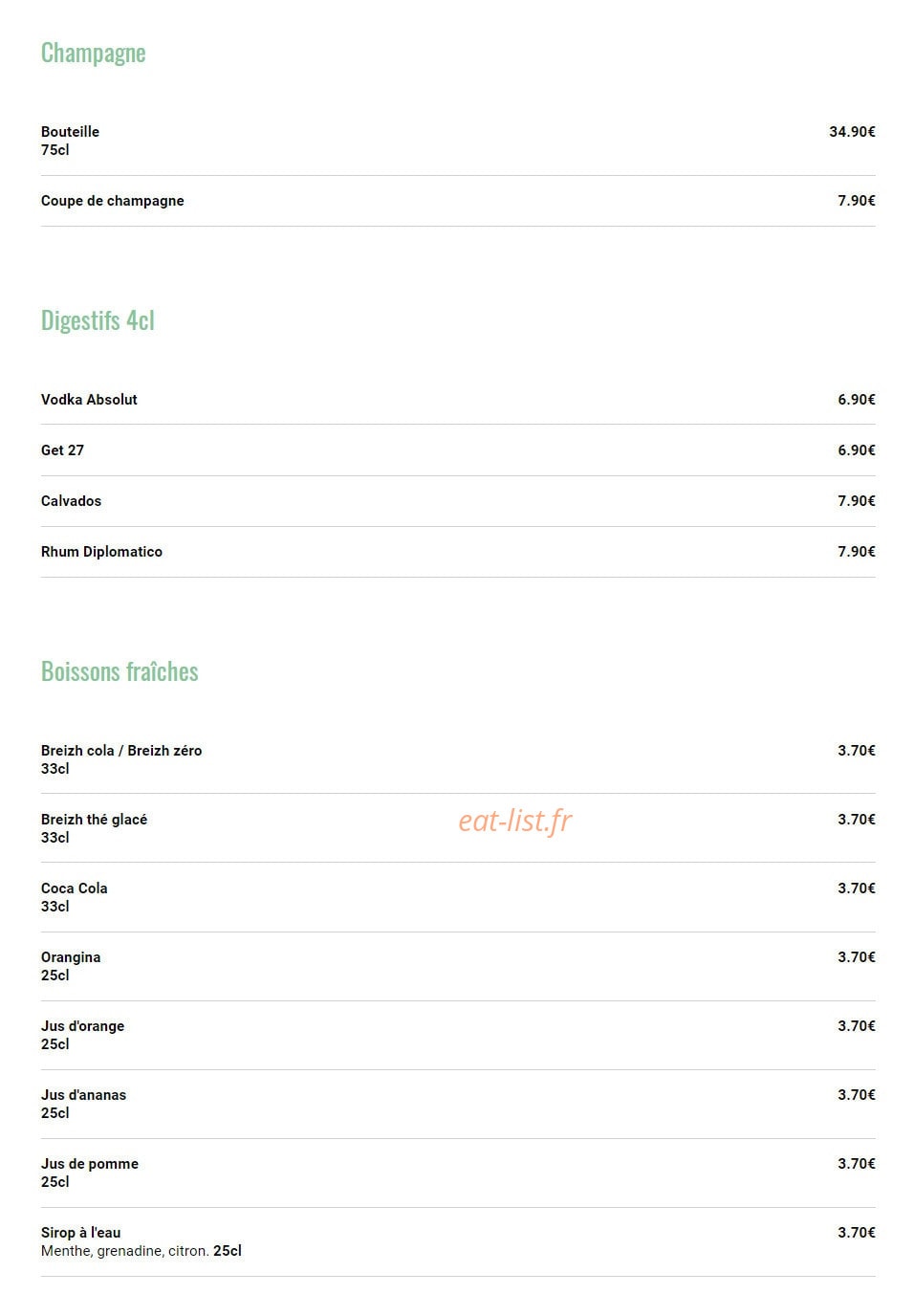 Crêperie La Plage Bretonne — carte page 8