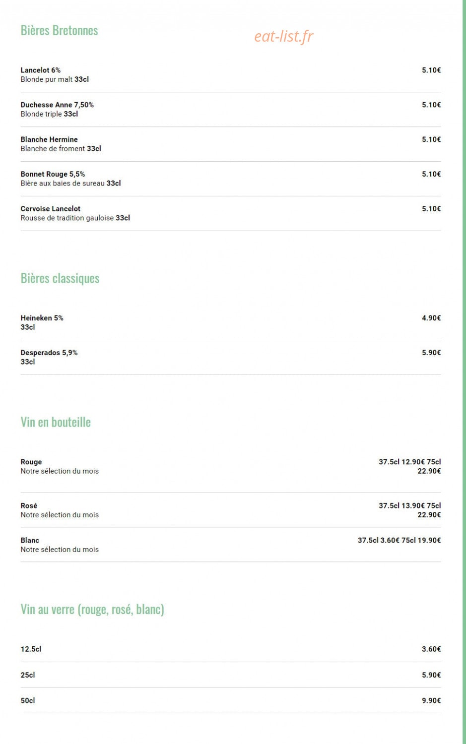 Crêperie La Plage Bretonne — carte page 7