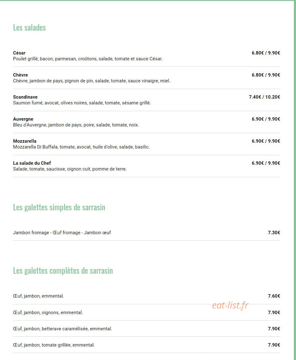 Crêperie La Plage Bretonne — carte page 2
