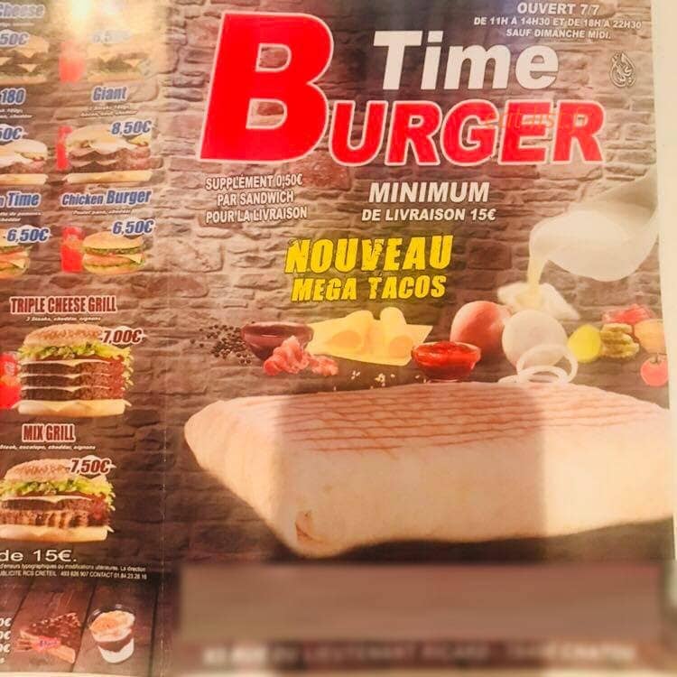 Burger Time — carte page 1