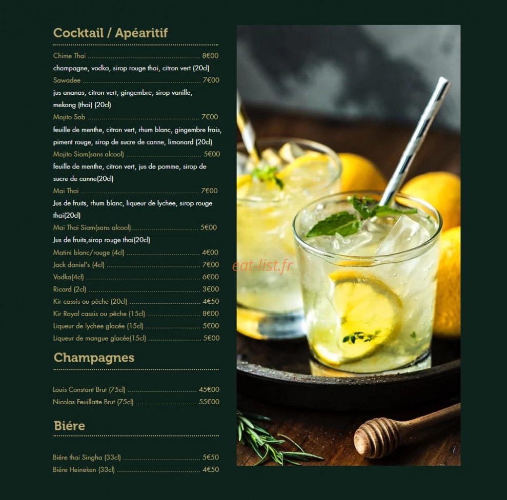 Chime Thaï — carte page 8
