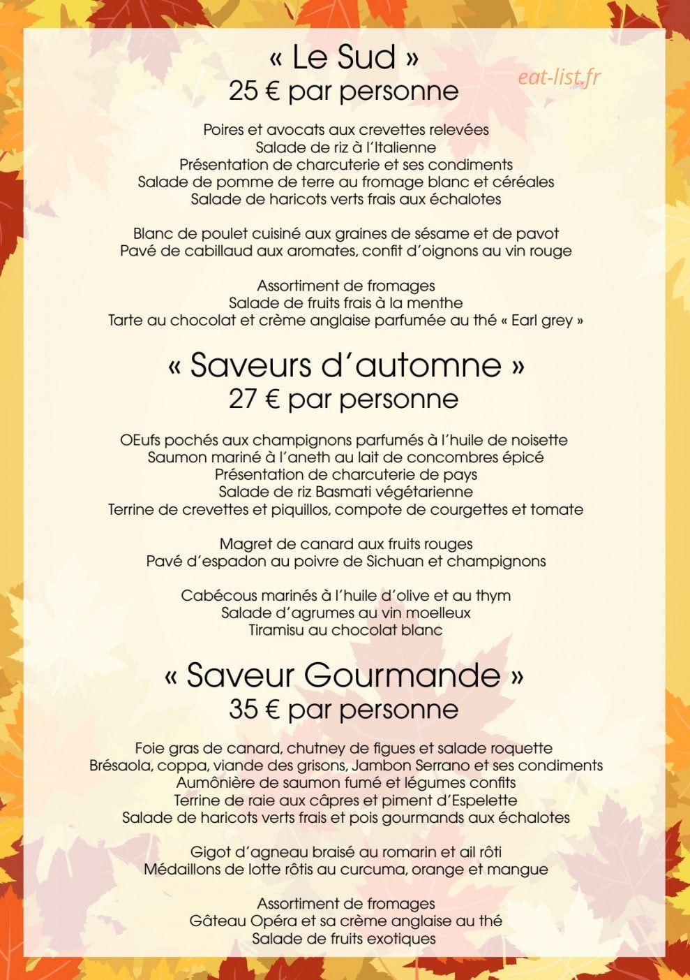 Harris Traiteur — carte page 5