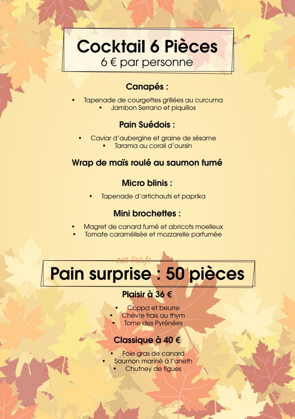 Harris Traiteur — carte page 6