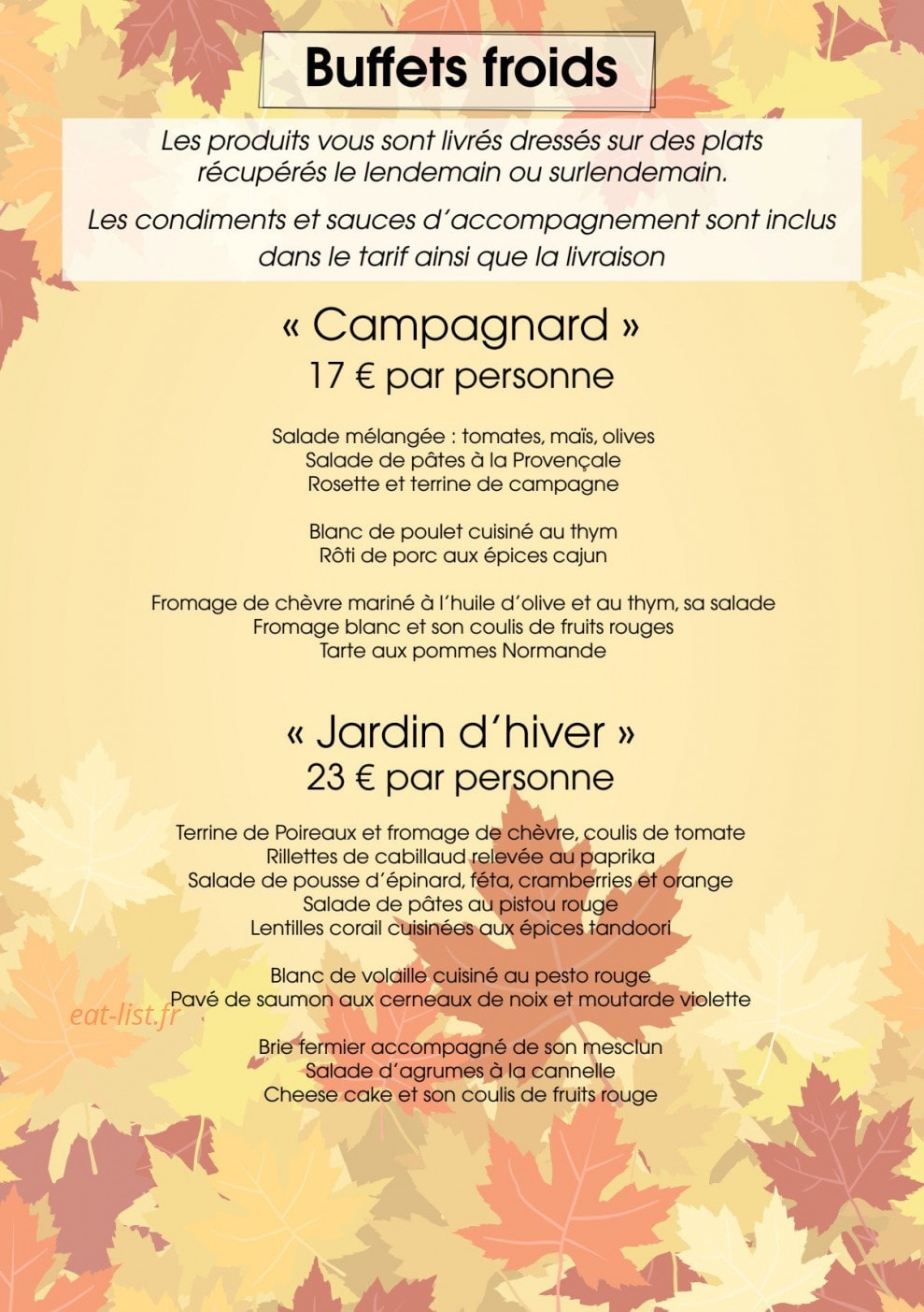 Harris Traiteur — carte page 4