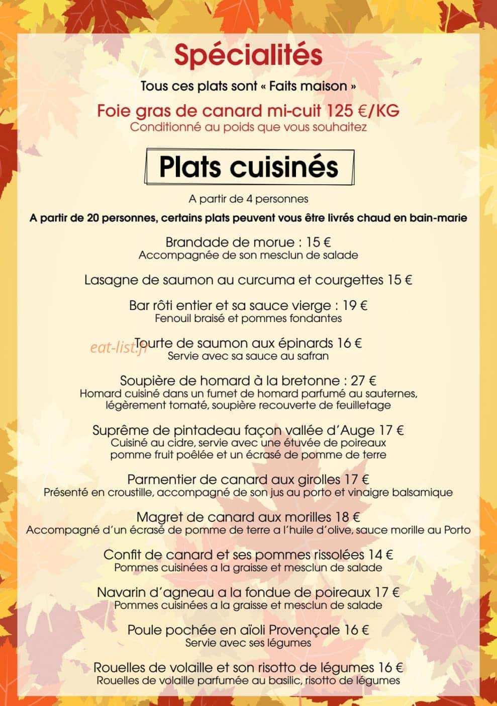 Harris Traiteur — carte page 9