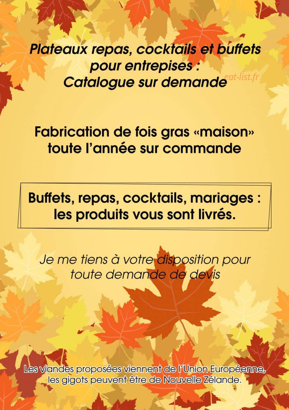 Harris Traiteur — carte page 11