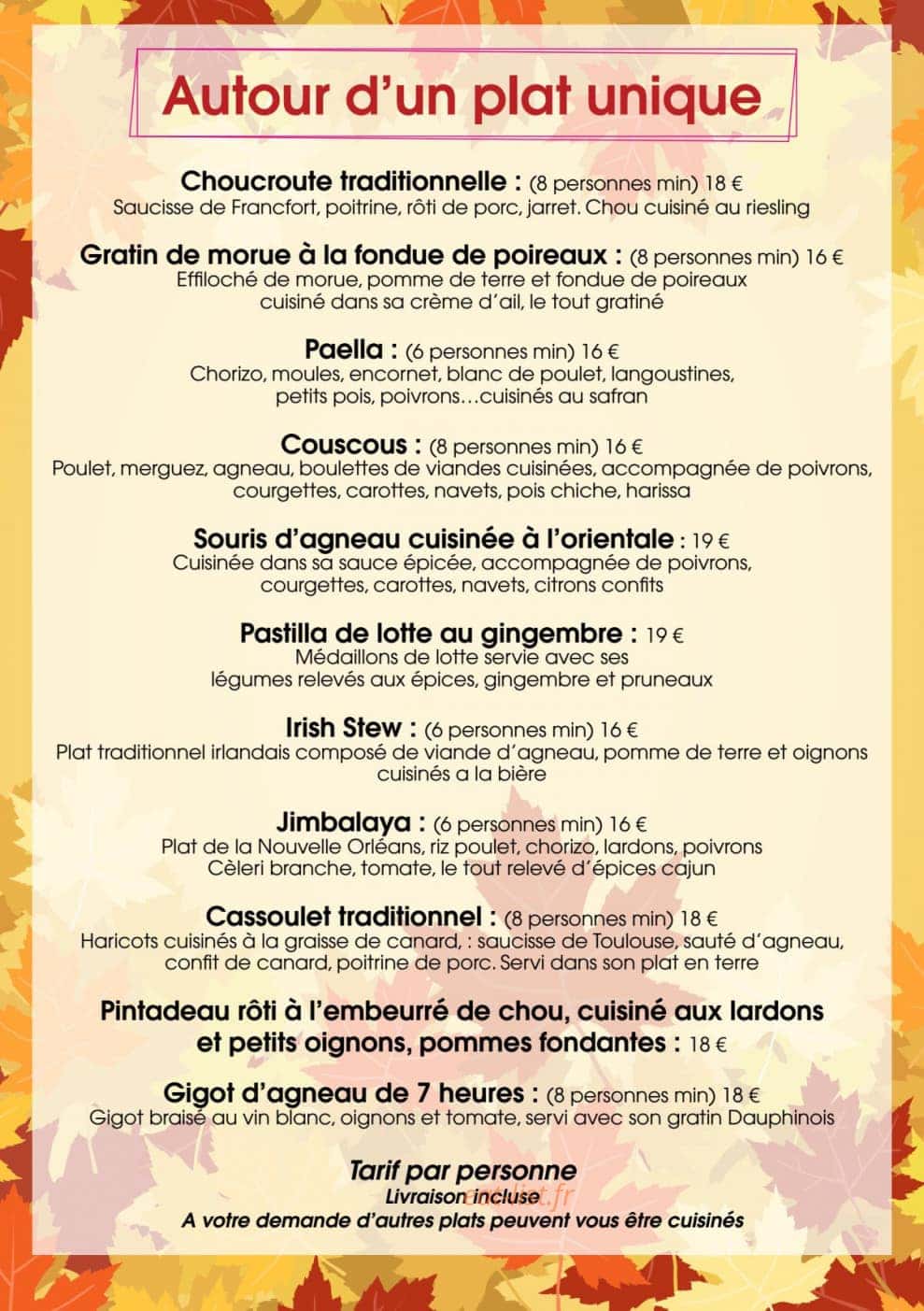 Harris Traiteur — carte page 10