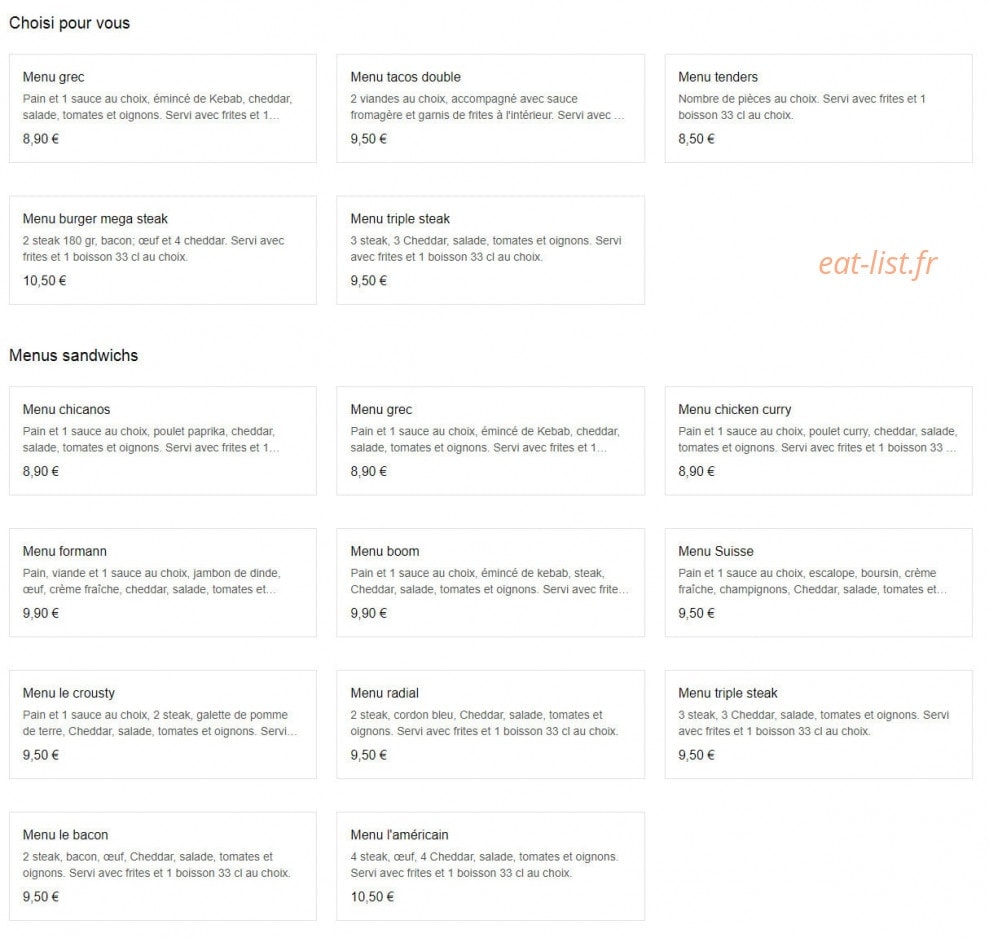 Miam's Food — carte page 2