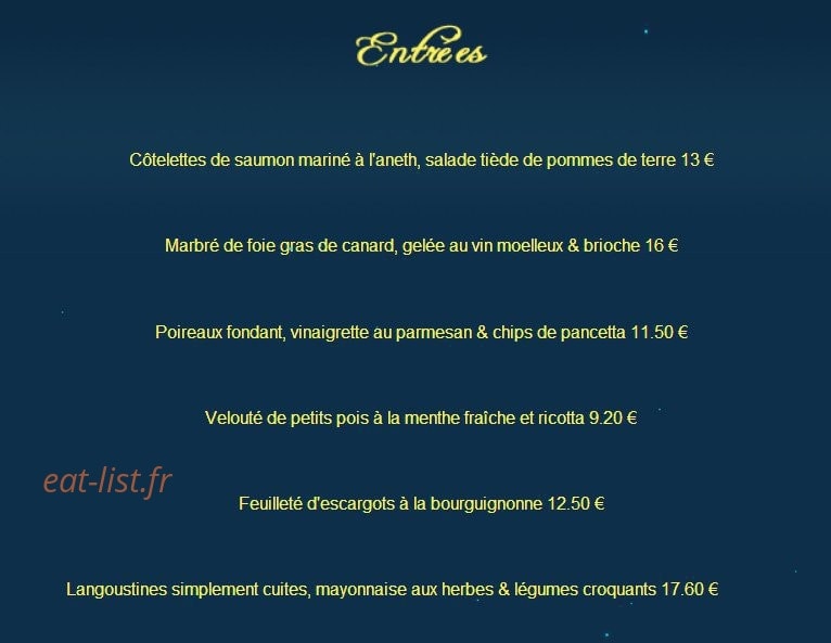 Restaurant  Fournaise — carte page 1