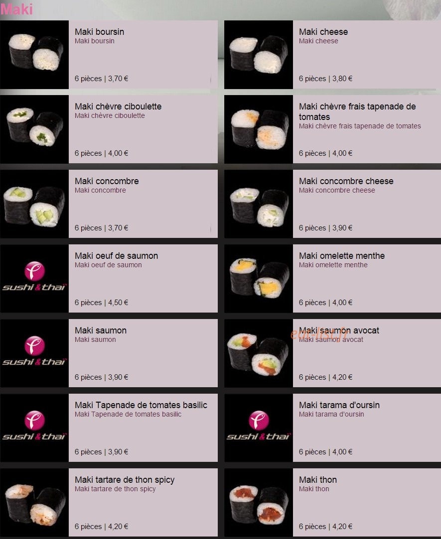 Sushi & Thaï — carte page 12
