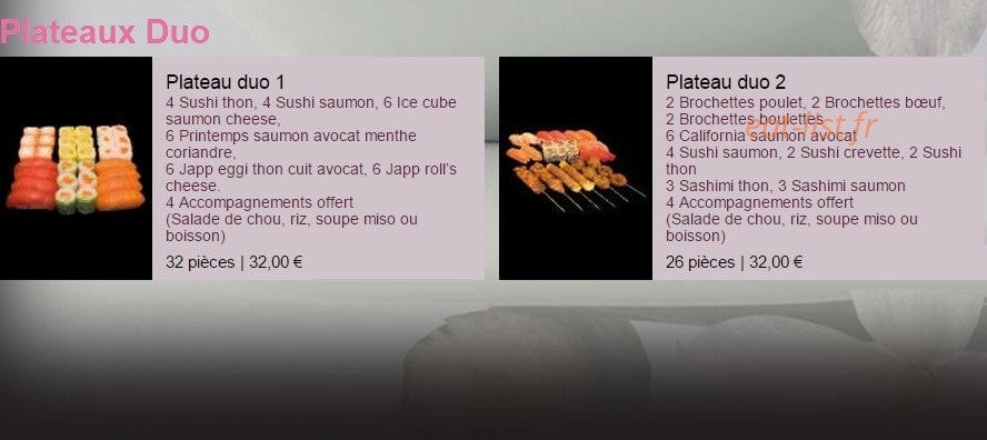 Sushi & Thaï — carte page 18