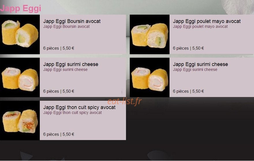 Sushi & Thaï — carte page 15