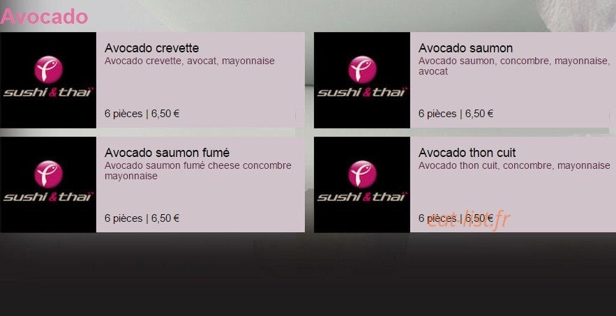 Sushi & Thaï — carte page 19