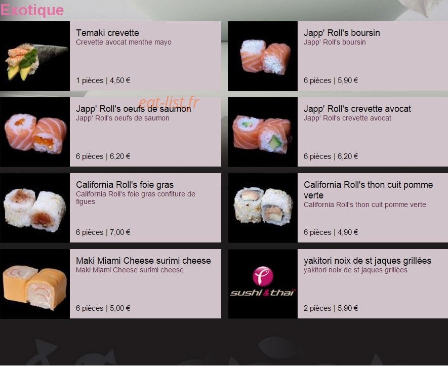 Sushi & Thaï — carte page 32